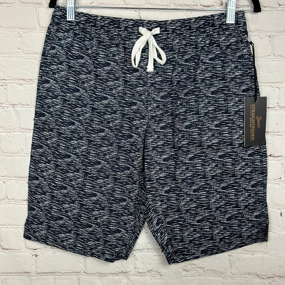Straightfaded New York blue white pull on casual cotton‎ shorts, sz S, NWT
